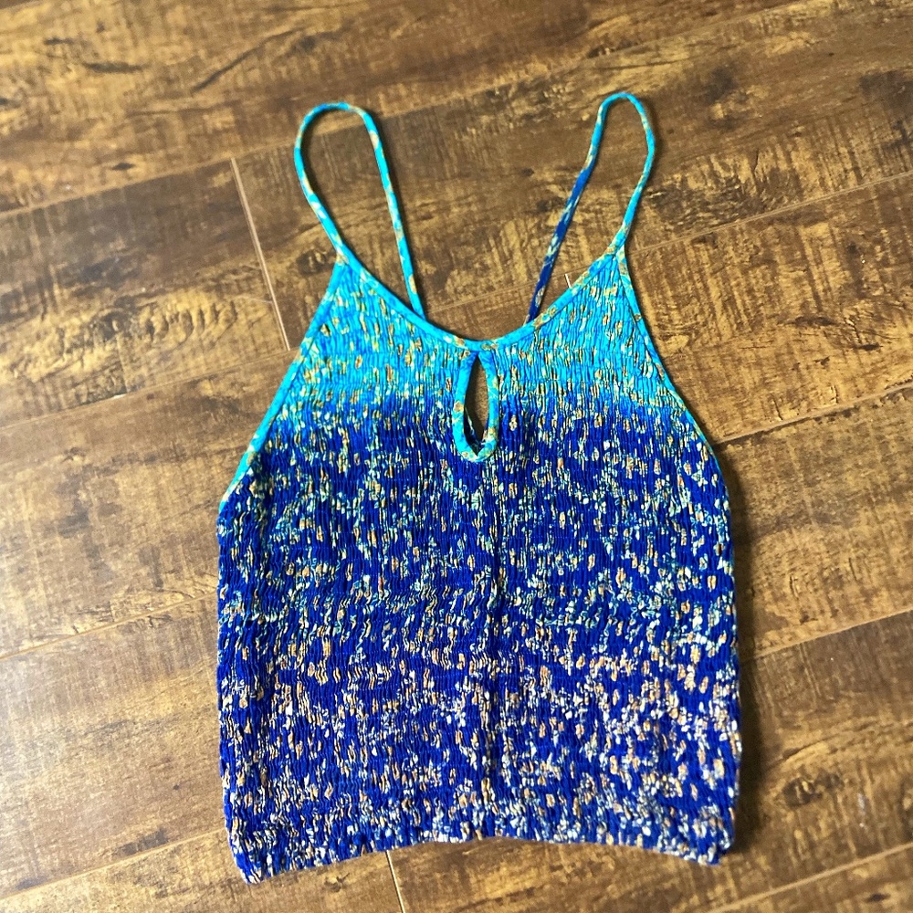 Summer Scrunch Tank Top 2 tone Blue